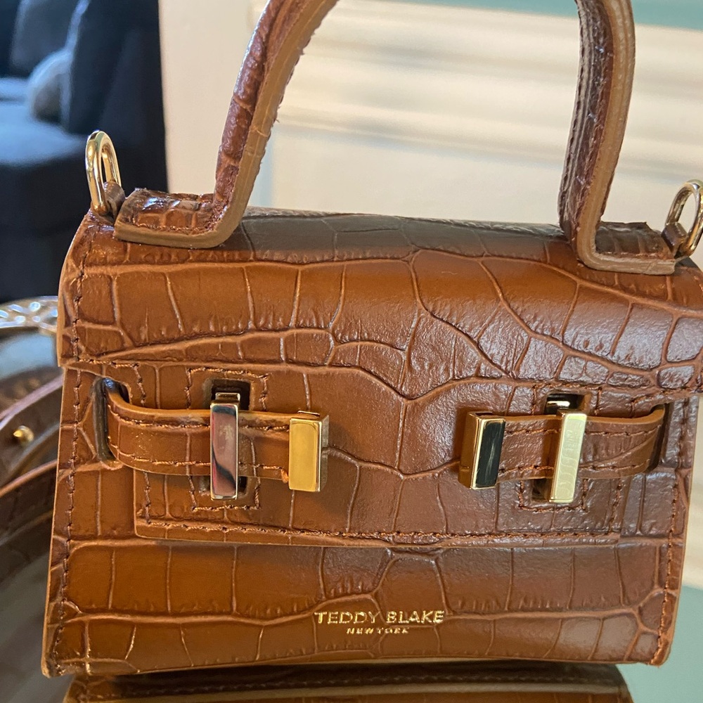 Teddy Blake Ava Croco 6” Embossed Leather Mini Crossbody Bag